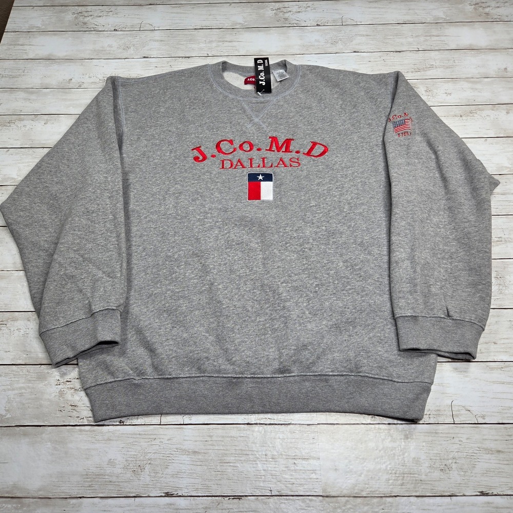 J.Co.M.D. Dallas Sweatshirt Crewneck Texas Medical Men L Gray Embroidered NWT